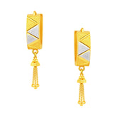 22K Gold Two-Tone Zigzag U Bali Dangling Huggie Earrings